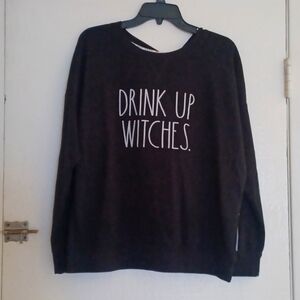 NWT Rae Dunn Black Sweatshirt Size Large, Halloweeen, October, Funny